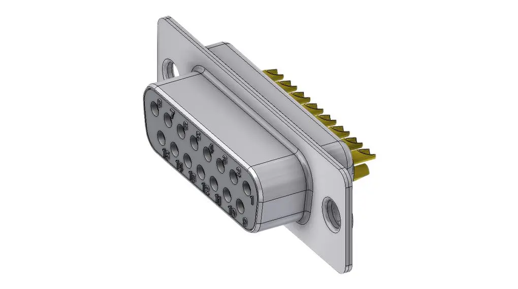 Produktfoto 1 von Deltron Connectors DTS D-Sub-Steckverbinder Horizontal, 15-polig, Schraubanschlussklemme Buchse, mit Schraubverschluss