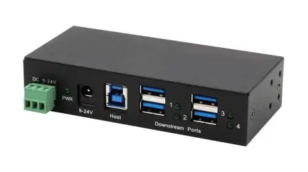 Produktfoto 1 von Exsys, USB 3.2 USB-Hub, 4 USB Ports, USB, Externer Netzadapter T: 54 mm H: 26.7 mm B: 117mm