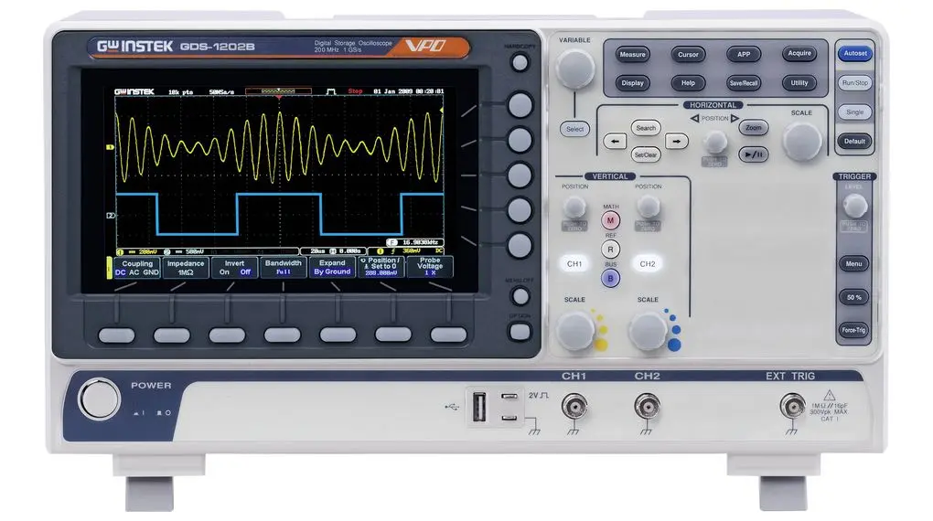 GW Instek GDS-1000B Speicher Tisch Oszilloskop 2-Kanal Analog 200MHz