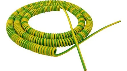 Produktfoto 1 von RS PRO TB28 FLEX Spiralkabel, 1-adrig Grün, Gelb, 2.5 m, Polyurethan 70 °C
