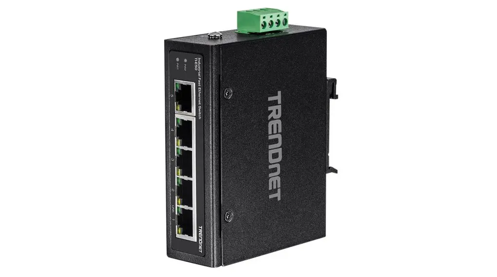 Trendnet TI Industrial-Ethernet-Switch / 100Mbps 5, DIN-Hutschiene, Wand, 12 to 56 V dc