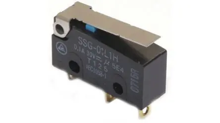 Produktfoto 1 von Omron Mikroschalter Rollenhebel-Betätiger Lot, 1 Wechsler, 250 V ac, 30 V dc, 100mA IP40 -25 °C - 105 °C