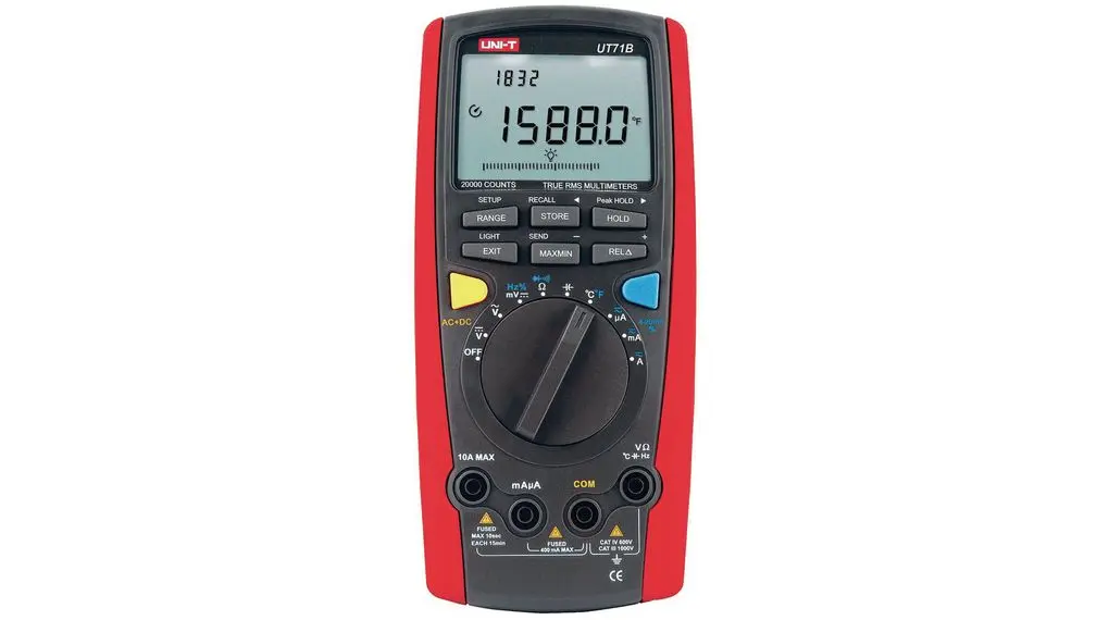 Produktfoto 1 von UNI-T UT71B Tragbar LCD Digital-Multimeter, Negativ, CAT IV 600 V 1 kV ac / 10 A 10 A, 20 mΩ