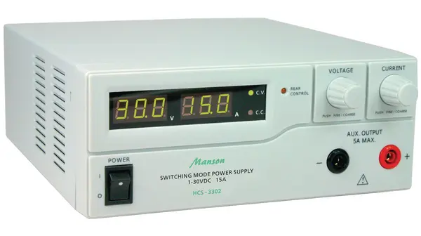 Produktfoto 1 von Manson HCS-3302 Labornetzteil 480W, 1 → 32V dc / 0 → 15A