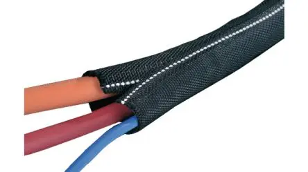 Produktfoto 1 von HellermannTyton TWIST-IN-FR Kabelbinder Weiß, Schwarz Polyester für Kabel-Ø 4 mm, Kabel ø 50 mm Umflochten Dehnbar