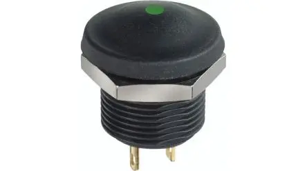 Produktfoto 1 von APEM IX Druckschalter Grün Beleuchtet Tastend Panel Ø 11.9 mm, Nein / 100mA 28 V dc, IP67, IP69K