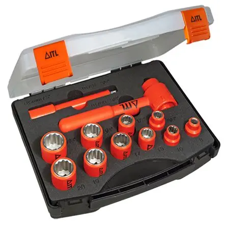 Produktfoto 1 von ITL Insulated Tools Ltd Steckschlüsselsatz 3/8 in Vierkant Standard 3/8 VDE 1000V zugelassen 12-teilig