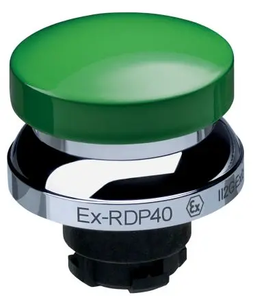 Produktfoto 1 von Schmersal EX-RDP Drucktastenkopf Ø 22.3 mm, Grün Tastend Mit Verriegelung IECEx Pilzkopf