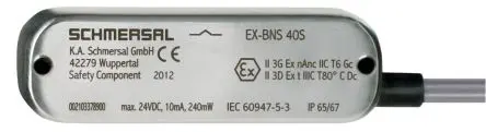 Produktfoto 1 von Schmersal EX-BNS 40S Magnetisch 1 m Kabel Berührungsloser Sicherheitsschalter 24V dc aus Edelstahl, 2 Öffner, Schließer
