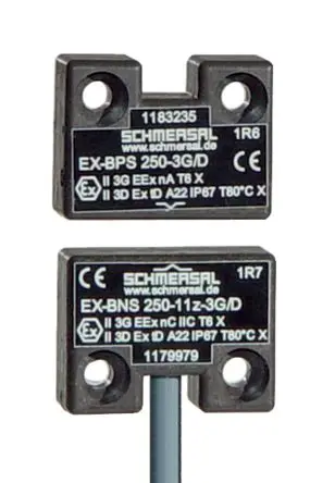 Produktfoto 1 von Schmersal EX-BNS 250 Magnetisch 1 m Kabel Berührungsloser Sicherheitsschalter 24V dc aus Glasfaserverstärkter