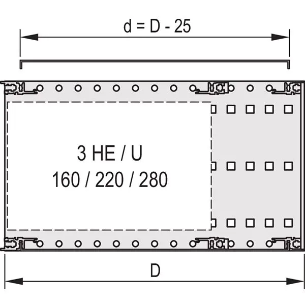 Produktfoto 1 von nVent SCHROFF EuropacPRO Deckelplatte, Deckelplatte für Horizontale Schienen, Aluminium, 1 Per Pack Stück
