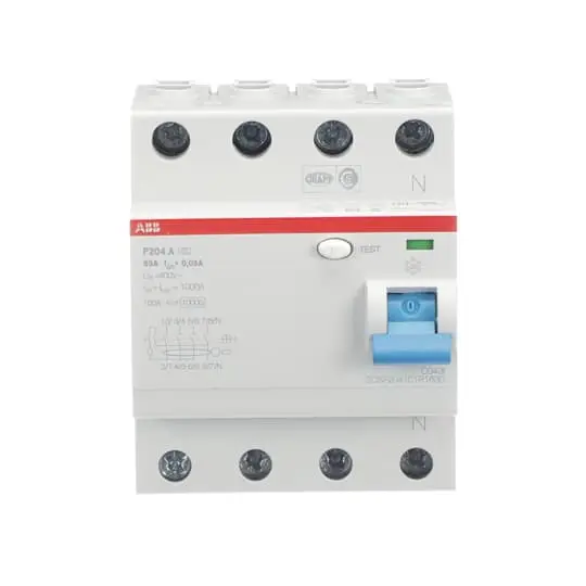 Produktfoto 1 von ABB F200 FI-Schutzschalter, 4-polig, 63A, 30 mA Typ A RCCBs F200 RoHS Compliant, UL Recognised