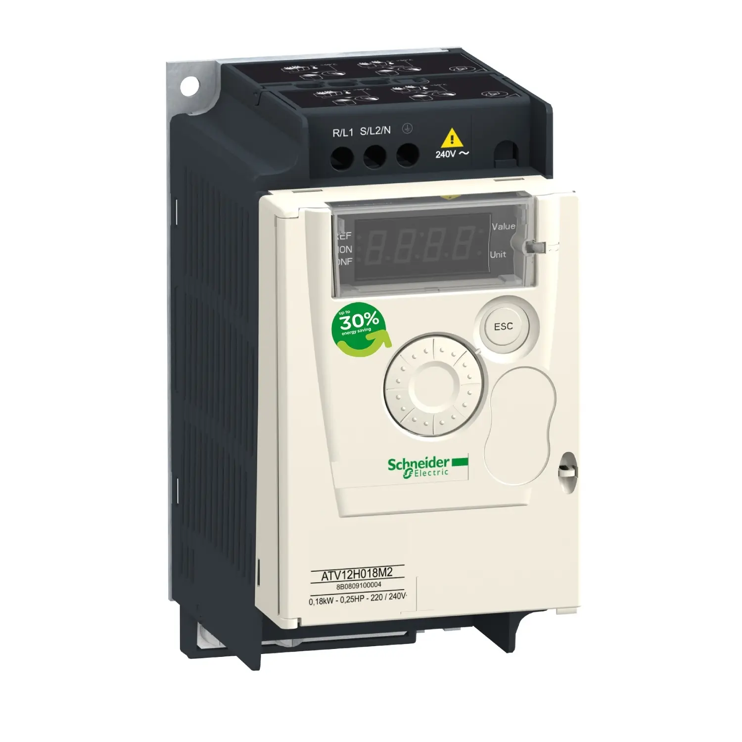 Produktfoto 1 von Schneider Electric ATV 12 1-Phasen Frequenzumrichter 370 W 120 V 2.4 A 400Hz