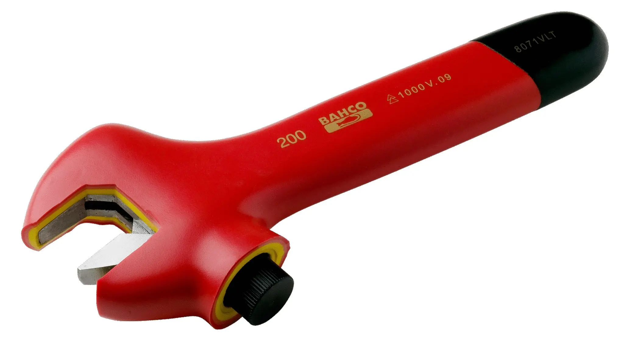 Produktfoto 1 von Bahco VDE 1000V zugelassen Schraubenschlüssel Einstellbar Nicht parkend, Isoliert Griff, Backenweite 29 mm, / Länge 205
