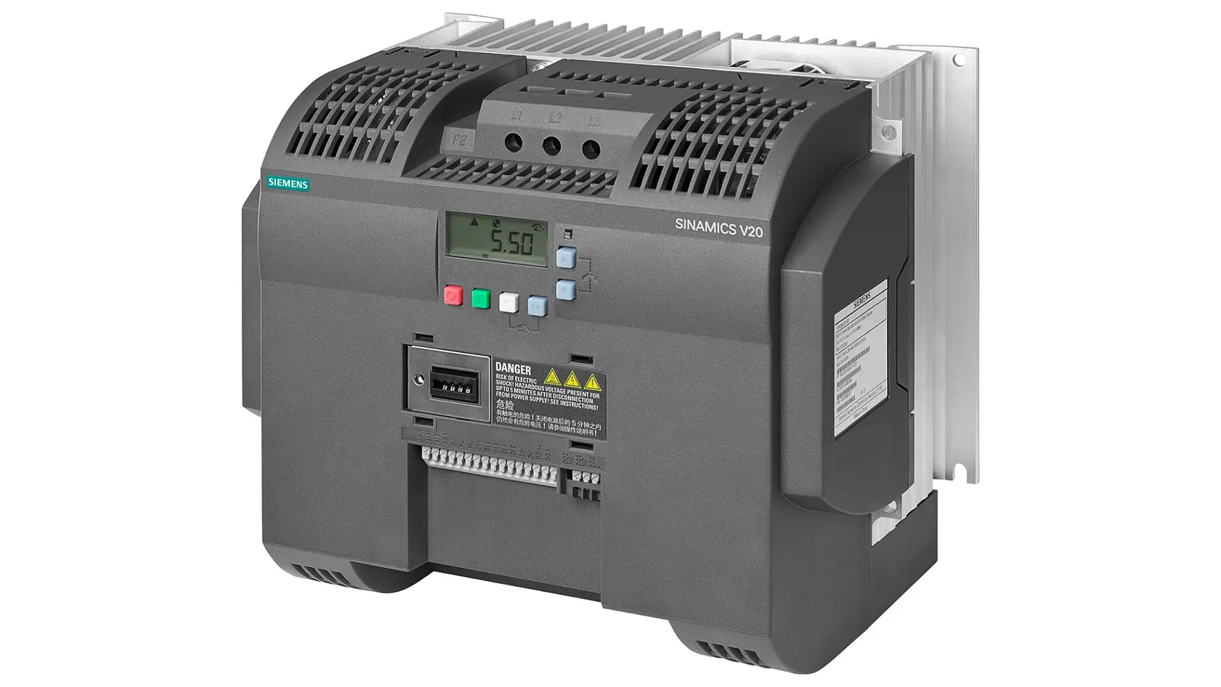 Produktfoto 1 von Siemens SINAMICS V20 3-Phasen Frequenzumrichter 15 kW 480 V 31 A 550Hz