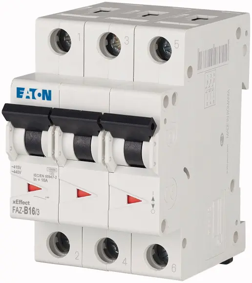 Produktfoto 1 von Eaton xEffect Miniaturüberlastschalter Typ B, Pol 3-polig 16 A 415 V ac, Abschaltvermögen 10 kA xEffect
