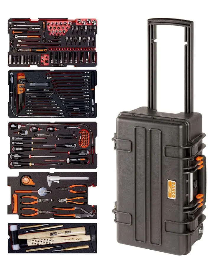 Produktfoto 1 von Bahco Robuster Hartschalenkoffer für allgemeine Zwecke Werkzeugsatz, Hartschalenkoffer mit hohem Schutz 194-teilig