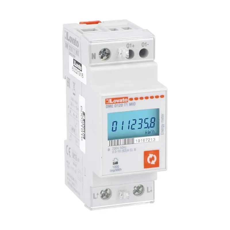 Produktfoto 1 von Lovato DME Energiemessgerät LCD 104.7 mm x 35.8 mm Energiemessgerät, 6-stellig / 1-phasig 1 Ausg. Impulsausgang