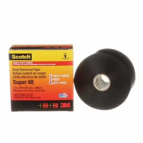 Produktfoto 1 von 3M Scotch Super 88 Polyvinylchlorid Isolierband Schwarz,  Stärke  0.21 mm x 19 mm x 20 m, -18 °C bis 105 °C