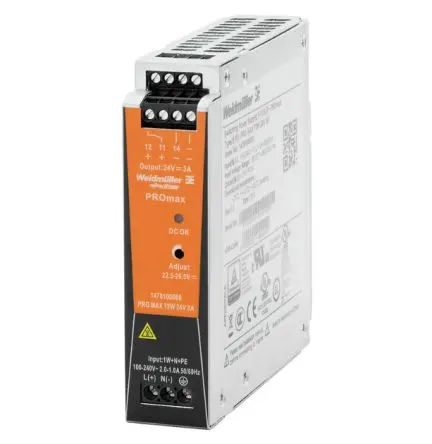 Produktfoto 1 von Weidmüller PRO Max DIN-Schienen Netzteil Geschalteter Modus 370 V dc, 277V ac Wechselstrom/Gleichstrom / 3 A 28V dc DC