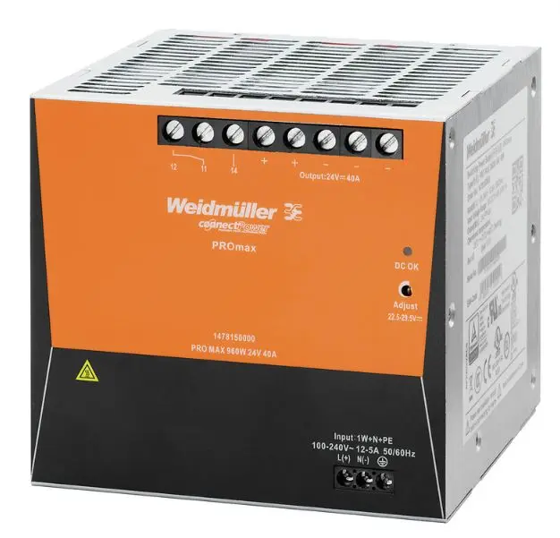 Produktfoto 1 von Weidmüller PRO MAX DIN-Schienen Netzteil Getaktet 24V dc / 40A 960W 85 → 277 V ac / 80 → 370V dc