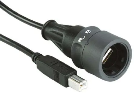 Produktfoto 1 von Bulgin USB-Kabel, USBA / USB B, 2m USB 2.0 Schwarz