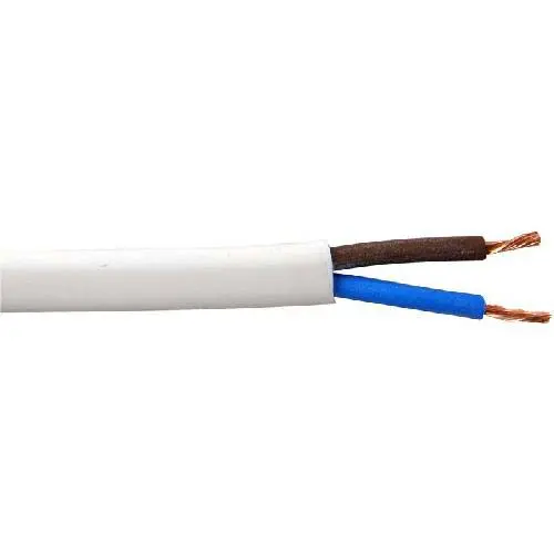 Produktfoto 1 von RS PRO H05Z1Z1-F Netzkabel, 2-adrig Weiß /Ø 6.8 → 8.6 mm Außen-ø , 100 m 70 °C, 500 V, Thermoplast