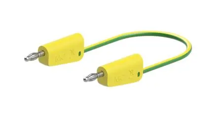 Produktfoto 1 von Staubli Messleitung 19A Stecker / Stecker, Gelb, Grün Polyvinylchlorid-isoliert 25 cm, 30V, 60 V