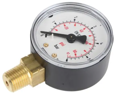 Produktfoto 1 von WIKA Mit Gewinde 111.10 Manometer 50 mm 0 bar → 6 bar ±2.5 % Kunststoff Gehäuse 1/4 in R, ISO-kalibriert