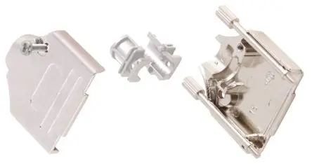 Produktfoto 1 von MH Connectors MHDTZK-RA D-Sub-Gehäuse Gerade, 9-polig, D: D-Sub-Gehäuse Zugentlastung, Silber, Größe E, aus Zink