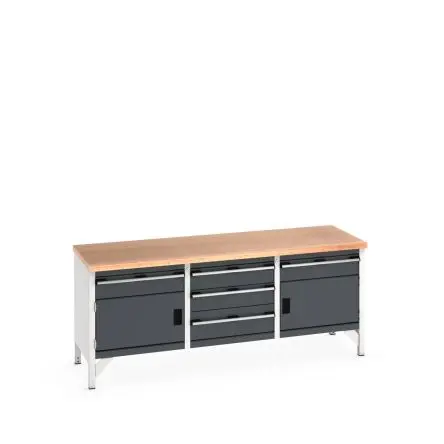 Produktfoto 1 von Bott Aufbewahrungstisch Stahl Werkbank L. 840 mm B. 2m H. 840 mm, Traglast 800kg