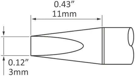 Produktfoto 1 von Metcal / SxP 11 mm Lötspitze 3 mm Meißel 30 ° SFP für MFR-H1-SC2