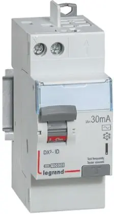 Produktfoto 1 von Legrand DX3 FI-Schutzschalter, 1-polig, 63A, 30 mA Typ AC DX IEC 60947-2, IEC 60898-1, IEC 61009-1, IEC 61008-1, VDE