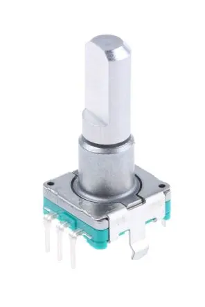 Produktfoto 1 von Alps Alpine Drehgeber 15 Impulse/Umdrehung Impulse/U Inkrementalgeber, mit 6 mm, Flachschaft, Digital Rechteck-Signal,