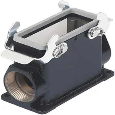 Produktfoto 1 von HARTING Han M Oberflächenmontiertes Gehäuse Doppelter Hebel 2, Oberfläche 16B Verriegelungshebel, IP65