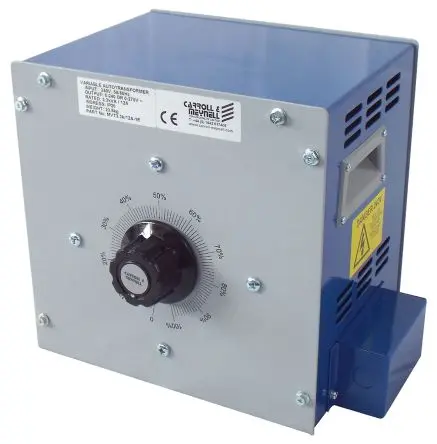 Produktfoto 1 von Carroll & Meynell Stelltransformator 4.9 kVA, Primär 240 V, 1 Phasen Oberfläche Rechtsdrehend 5 Ausg.