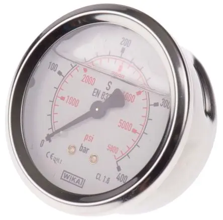 Produktfoto 1 von WIKA 213.53 Manometer 63 mm 0 bar → 400 bar Edelstahl Gehäuse G 1/4, ISO-kalibriert