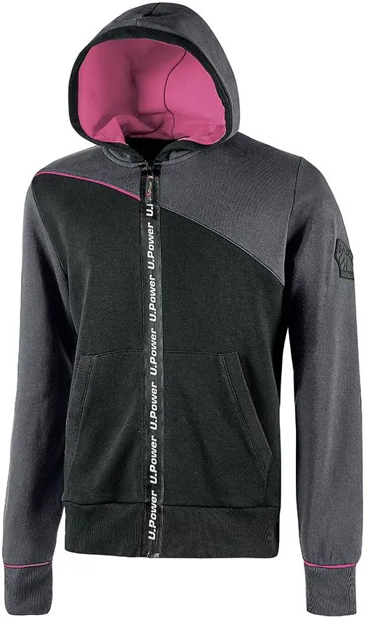 Produktfoto 1 von UPower Jupiter Damen Sweatshirt, 35 % Polyester, 65 % Baumwolle Grau Reißverschluss, Größe XL