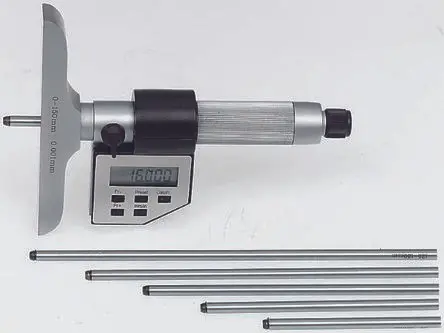 Produktfoto 1 von RS PRO Tiefenmessgerät Mikrometer Beide, 150 mm / ±0.005 mm, 0.001 mm, ISO-kalibriert