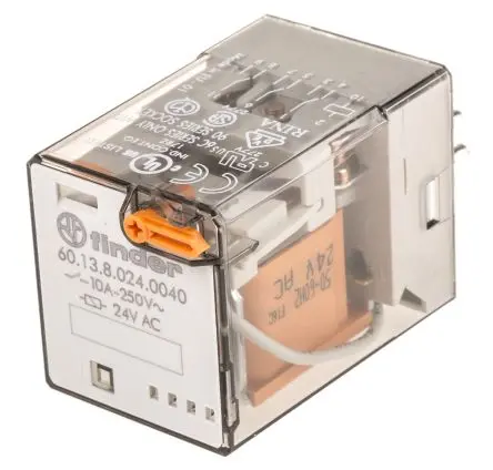 Produktfoto 1 von Finder 60 Leistungsrelais 24V ac Spule Dreipoliger Umschalter 10A 74 Ω 1.3 W