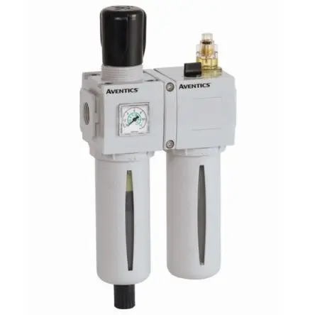 Produktfoto 1 von EMERSON – AVENTICS 652 3/8 in FRL, Manuell, Halbautomatik 25 μm Integriertes Manometer 3/8 in G, 10 bar