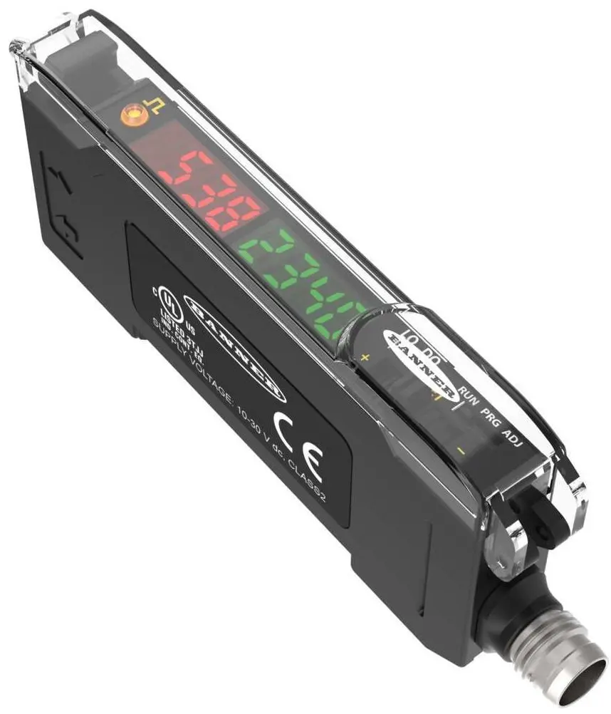Produktfoto 1 von Banner Glas, Kunststoff NPN LWL-Sensor 36 mm Glasfasersensor IO-Link IP50 1 ms / 960 mW