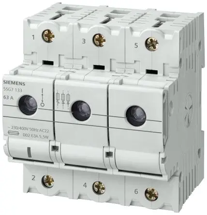 Produktfoto 1 von Siemens 5SG Sicherungsschalter-Trennschalter / 3-polig 25A Umschlossen, D02 Sicherungsgröße, 3 phasig