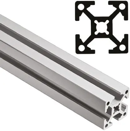 Produktfoto 1 von FlexLink Silber Xd Aluminium Strebenprofil 22 x 22 mm, 4-fach Nut 5.6 mm, Länge 2000 mm XD