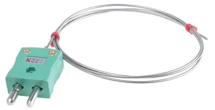 Produktfoto 1 von RS PRO Edelstahl Mineralisoliertes Thermoelement Typ K, Ø 1.5 mm x 1 m -40 °C → 1100 °C, ISO-kalibriert