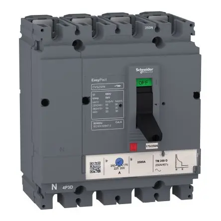 Schneider Electric Easypact EasyPact Elektronischer Schutzschalter 415V, 25A Steckmontage 50 kA L. 161 mm x 140mm