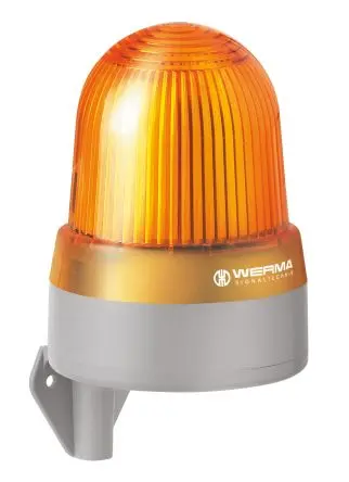 Produktfoto 1 von Werma 433 LED, Dauerbetrieb-Licht Beacon-Sounder-Kombination 24V Gelb IP65 Wand / 92 dB 114 dB @ 1m