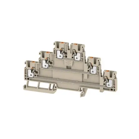 Produktfoto 1 von Weidmüller A3T Mehrstufiger Anschlussklemmenblock 3 Dunkelbeige, 4mm², 800V Einsteck-Anschluss IECEx/ATEX