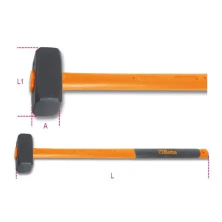 Produktfoto 1 von BETA Hammer, Vorschlaghammer aus Stahl 3 kg Fiberglas-Stiel 900 mm