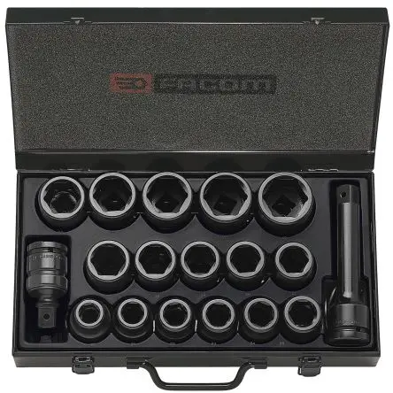 Facom Schlag-Steckschlüssel lang 3/4 in Vierkant Standard-Steckschlüssel 19.05 to 38.1 mm 16-teilig